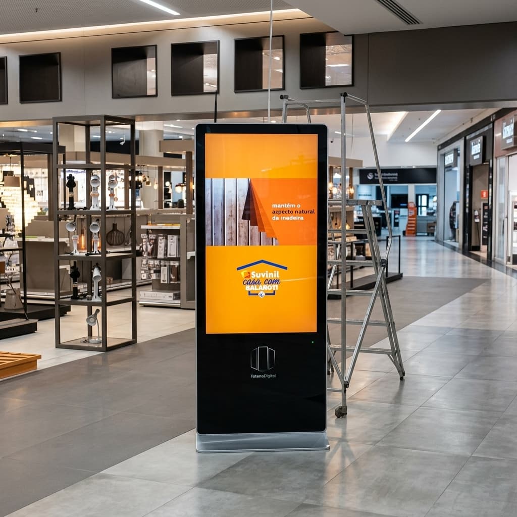 Telas digitais da Yelooh em corredores de shoppings centers movimentados