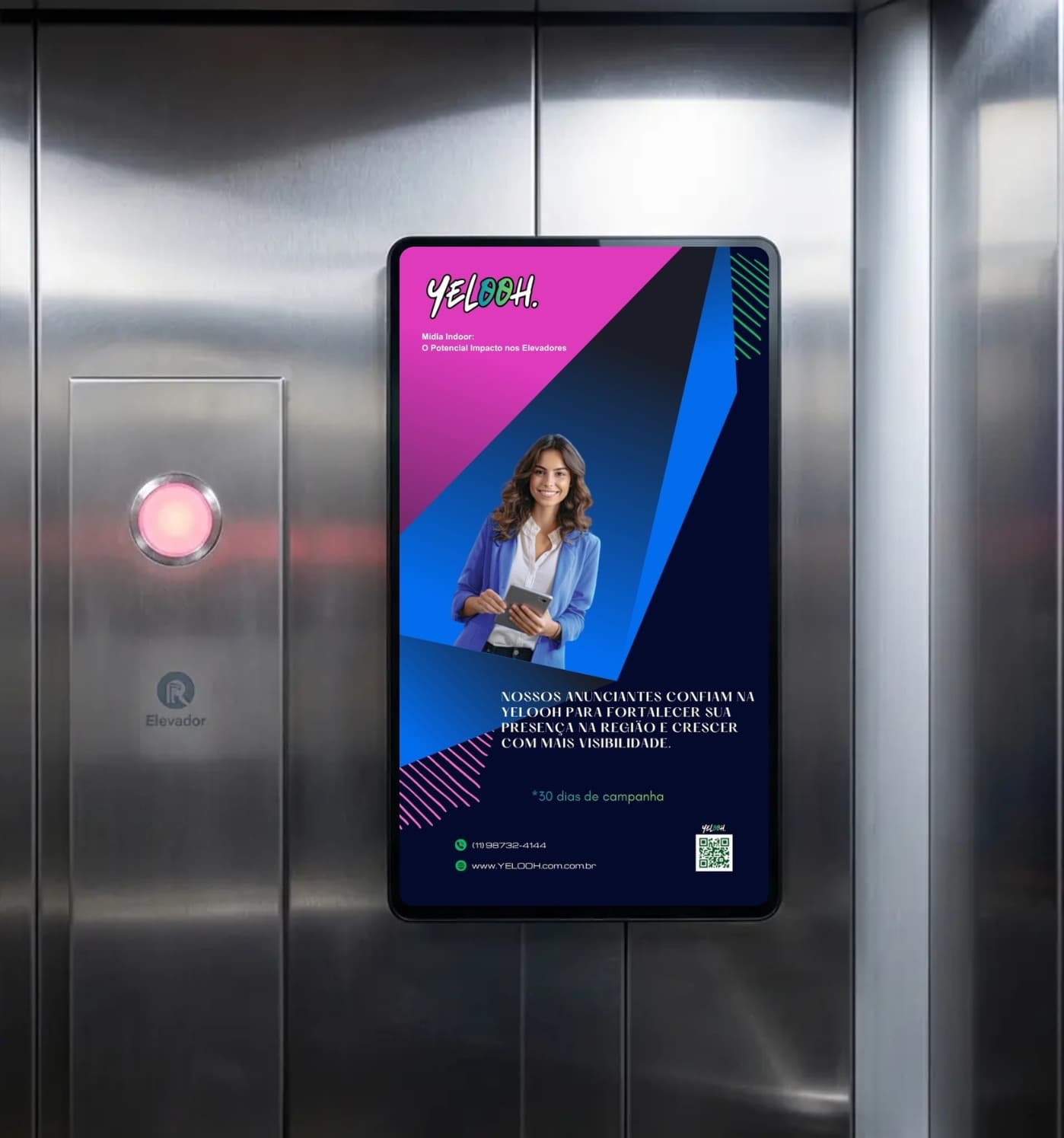Telas Yelooh instaladas em elevadores de edifícios residenciais de alto padrão
